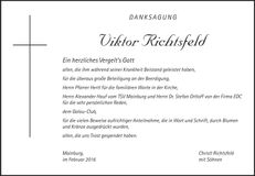 Traueranzeige Viktor Richtsfeld