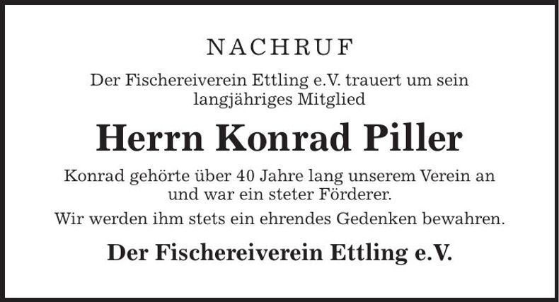 Traueranzeige Konrad Piller