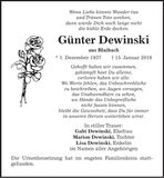 Traueranzeige Günter Dewinski