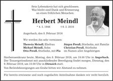 Traueranzeige Herbert Meindl