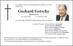 Traueranzeige Gerhard Gotschy
