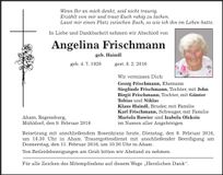 Traueranzeige Angelina Frischmann