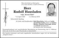 Traueranzeige Rudolf Hausladen