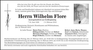 Traueranzeige Wilhelm Flore