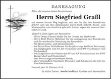 Traueranzeige Siegfried Graßl