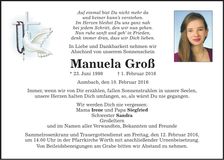 Traueranzeige Manuela Groß