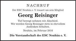 Traueranzeige Georg Reisinger