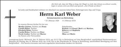 Traueranzeige Karl Weber