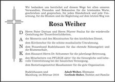 Traueranzeige Rosa Huber