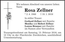 Traueranzeige Rosa Zellner