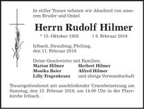 Traueranzeige Rudolf Hilmer