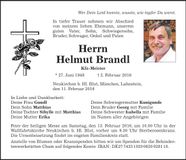 Traueranzeige Helmut Brandl