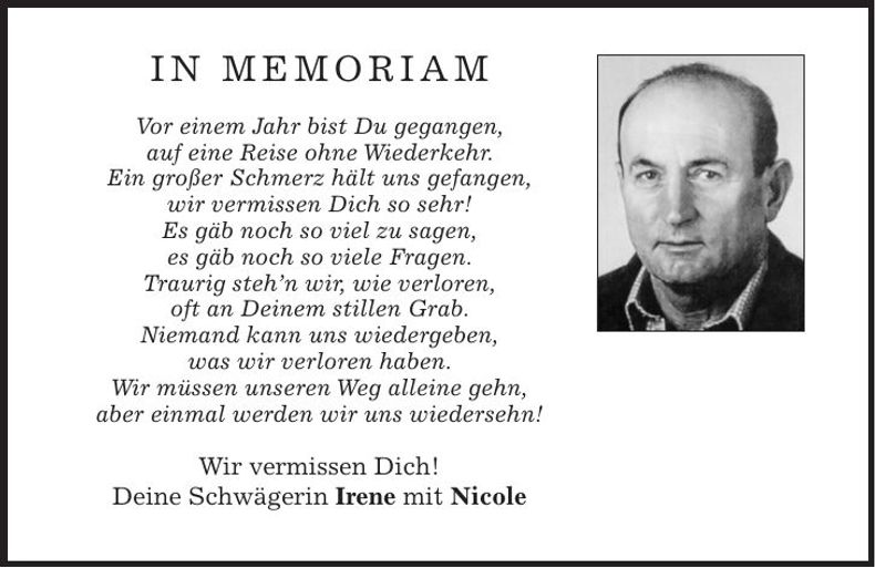 Traueranzeige Josef Gerl