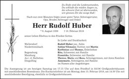 Traueranzeige Rudolf Huber