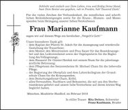 Traueranzeige Marianne Kaufamnn