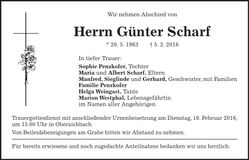 Traueranzeige Günter Scharf