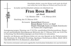 Traueranzeige Rosa Basel
