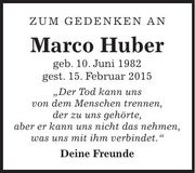 Traueranzeige Marco Huber