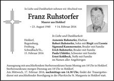 Traueranzeige Franz Ruhstorfer