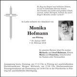 Traueranzeige Monika Hofmann