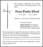 Traueranzeige Paula Eberl