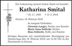 Traueranzeige Katharina Smital