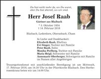 Traueranzeige Josef Raab