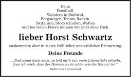 Traueranzeige Horst Schwartz