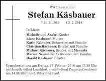 Traueranzeige Stefan Käsbauer