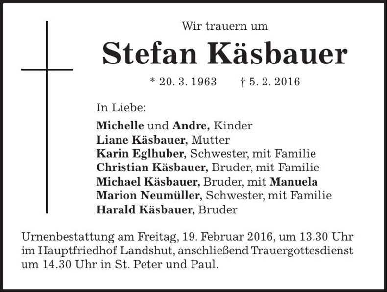 Traueranzeige Stefan Käsbauer