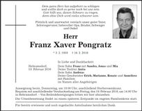 Traueranzeige Franz Xaver Pongratz