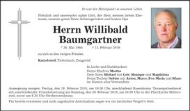 Traueranzeige Willibald Baumgartner