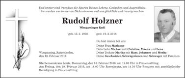 Traueranzeige Rudolf Holzner