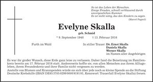 Traueranzeige Evelyne Skalla