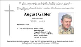 Traueranzeige August Gabler