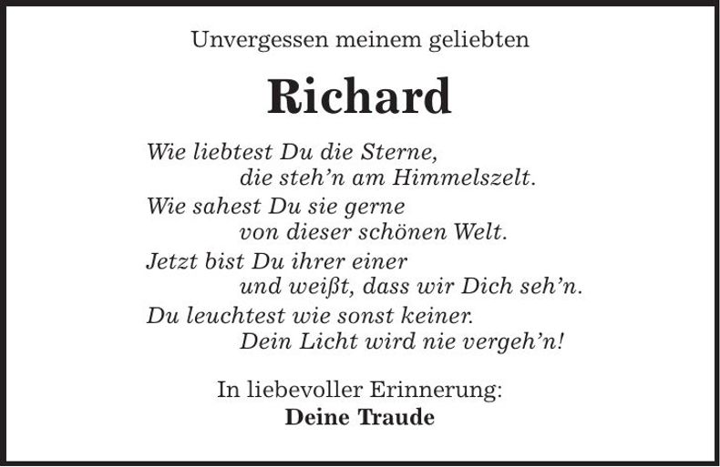 Traueranzeige Richard Windmaißer