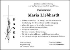 Traueranzeige Maria Liebhardt
