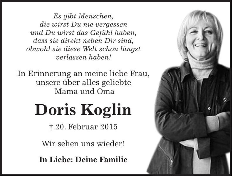 Traueranzeige Doris Koglin
