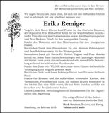Traueranzeige Erika Remiger