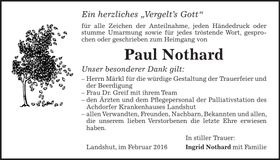 Traueranzeige Paul Nothard