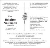 Traueranzeige Brigitte Naumann