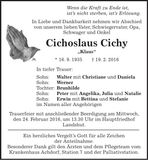 Traueranzeige Cichoslaus Cichy