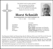 Traueranzeige Horst Schmidt