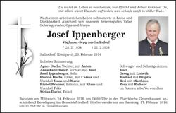 Traueranzeige Josef Ippenberger