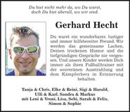 Traueranzeige Gerhard Hecht