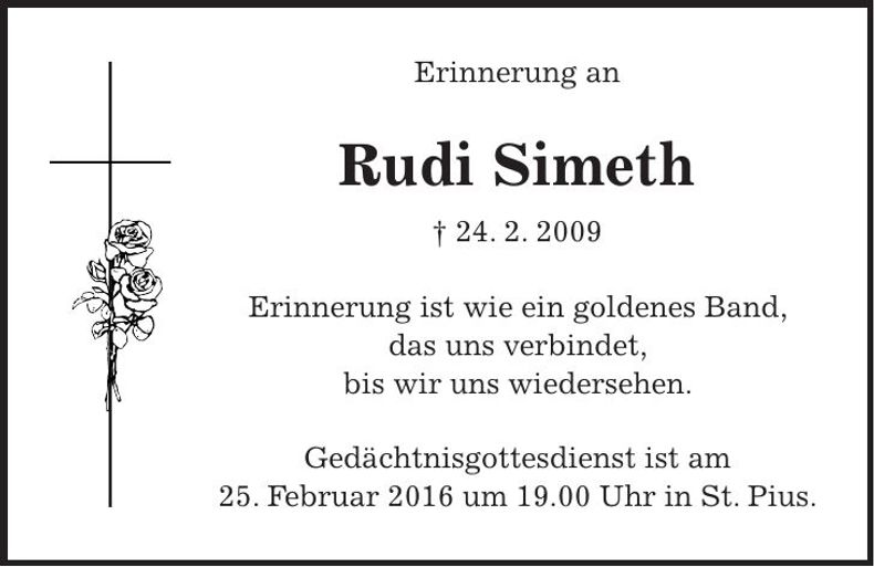 Traueranzeige Rudi Simeth