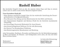 Traueranzeige Rudolf Huber