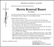 Traueranzeige Konrad Bauer