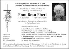 Traueranzeige Rosa Eberl
