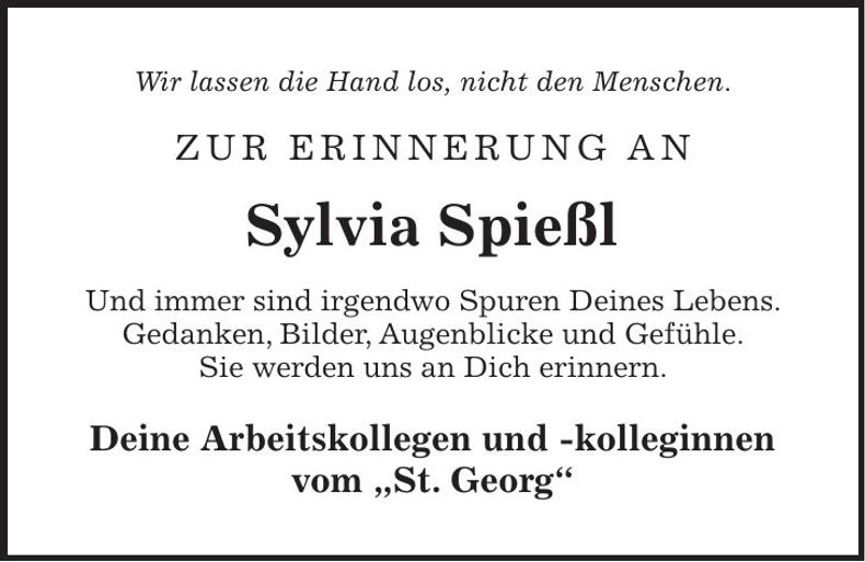 Traueranzeige Sylvia Spießl